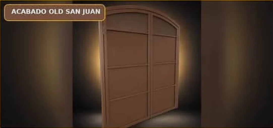 Portón residencial arqueado con acabado Old San Juan